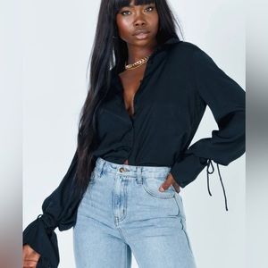Princess Polly FORBIDDEN SHIRT BLACK size 0